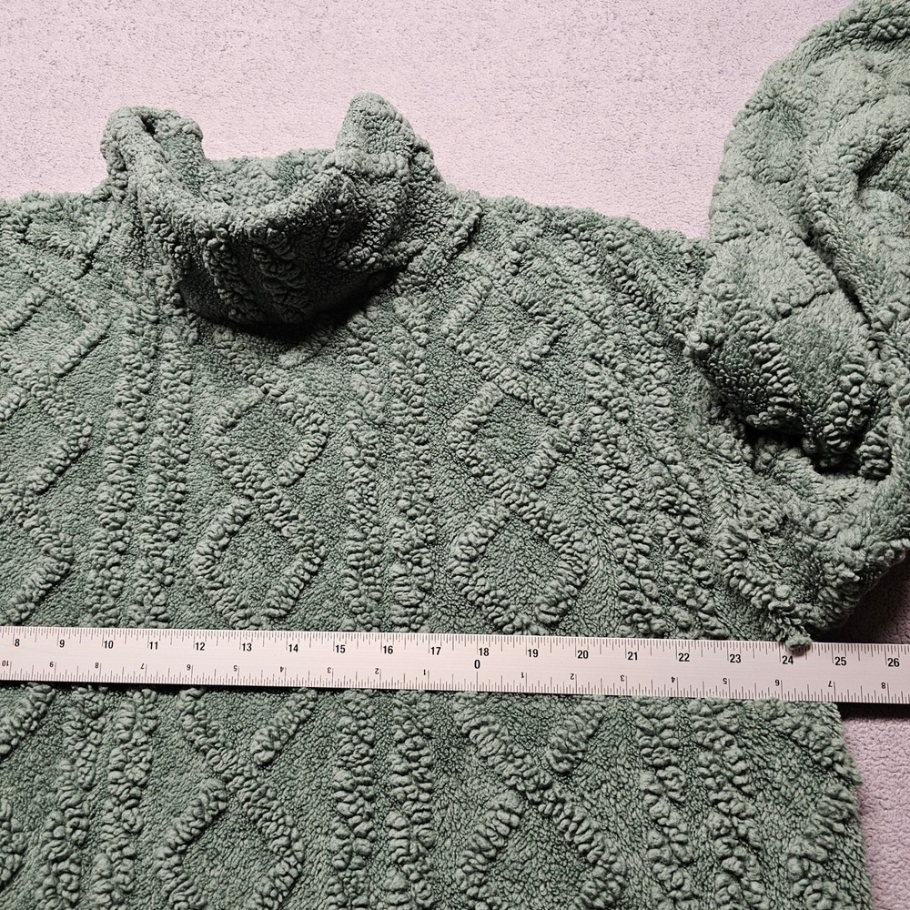 Eddie Bauer Cable Fleece Pullover Womens XL Green C3597380 Mock Neck Sherpa Top - Picture 4 of 11